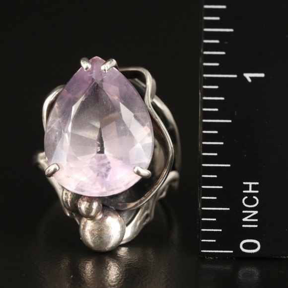 Sterling Silver Large Purple Sapphire Stone Statement Ring - Picture 8 of 17